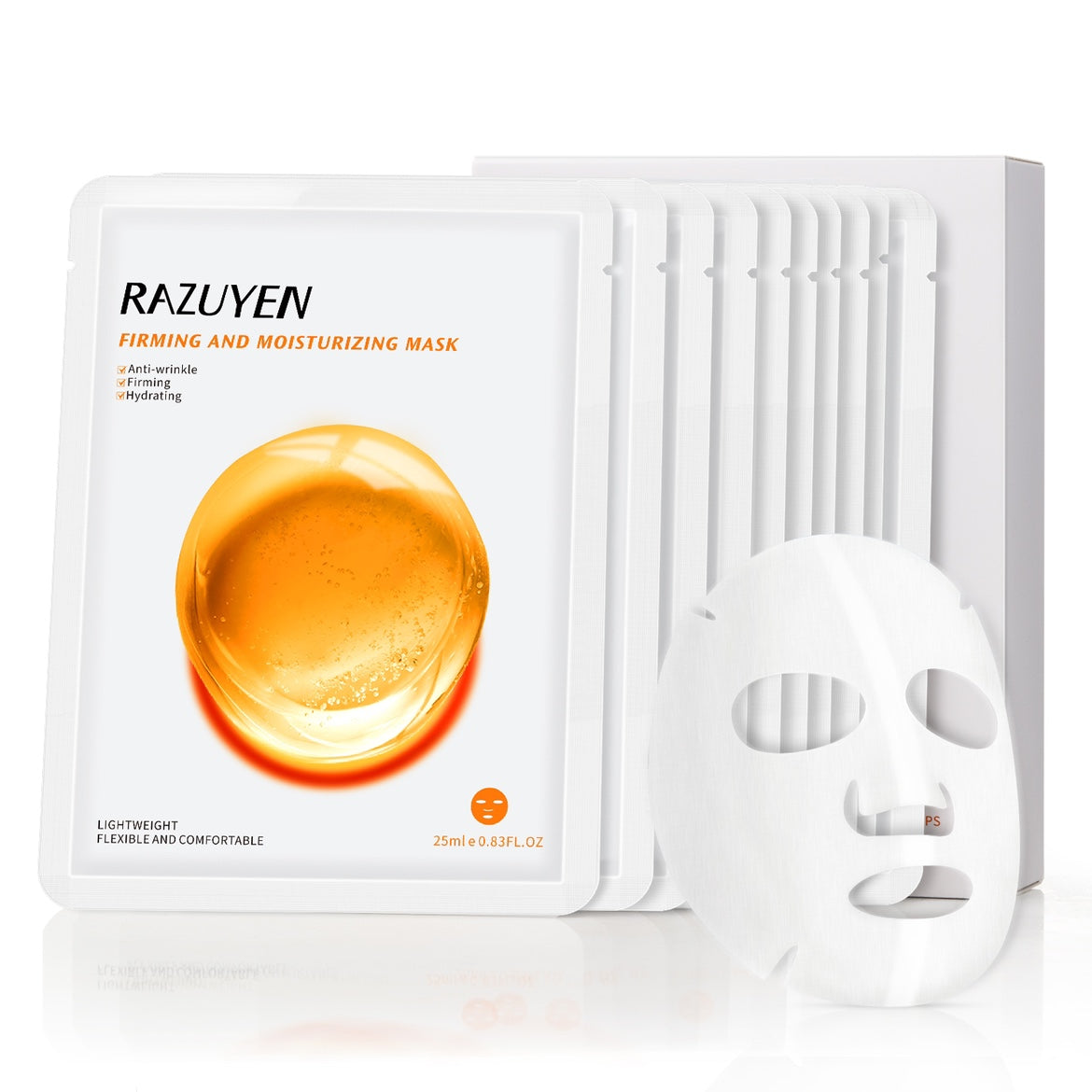 RAZUYEN Firming & Hydrating Sheet Face Masks With Hyaluronic Acid And Hydrolyzed Algin, Anti-Wrinkle Essential Face Mask 10 Sheets, Face Sheet Masks Skincare