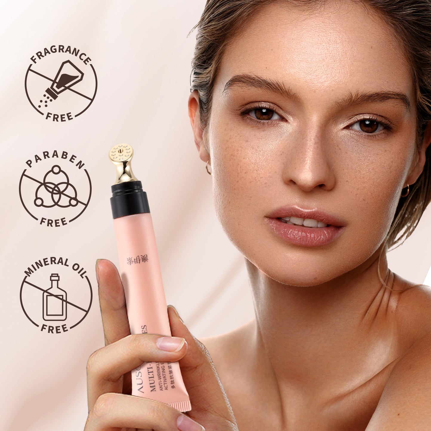 RAZUYEN Anti-Aging Caffeine Eye Cream with Metallic Applicator, Eyebag Remover, Under Eye Cream Skin Care Anti-Wrinkles, Fine Lines, Dark Circles, 0.6 OZ