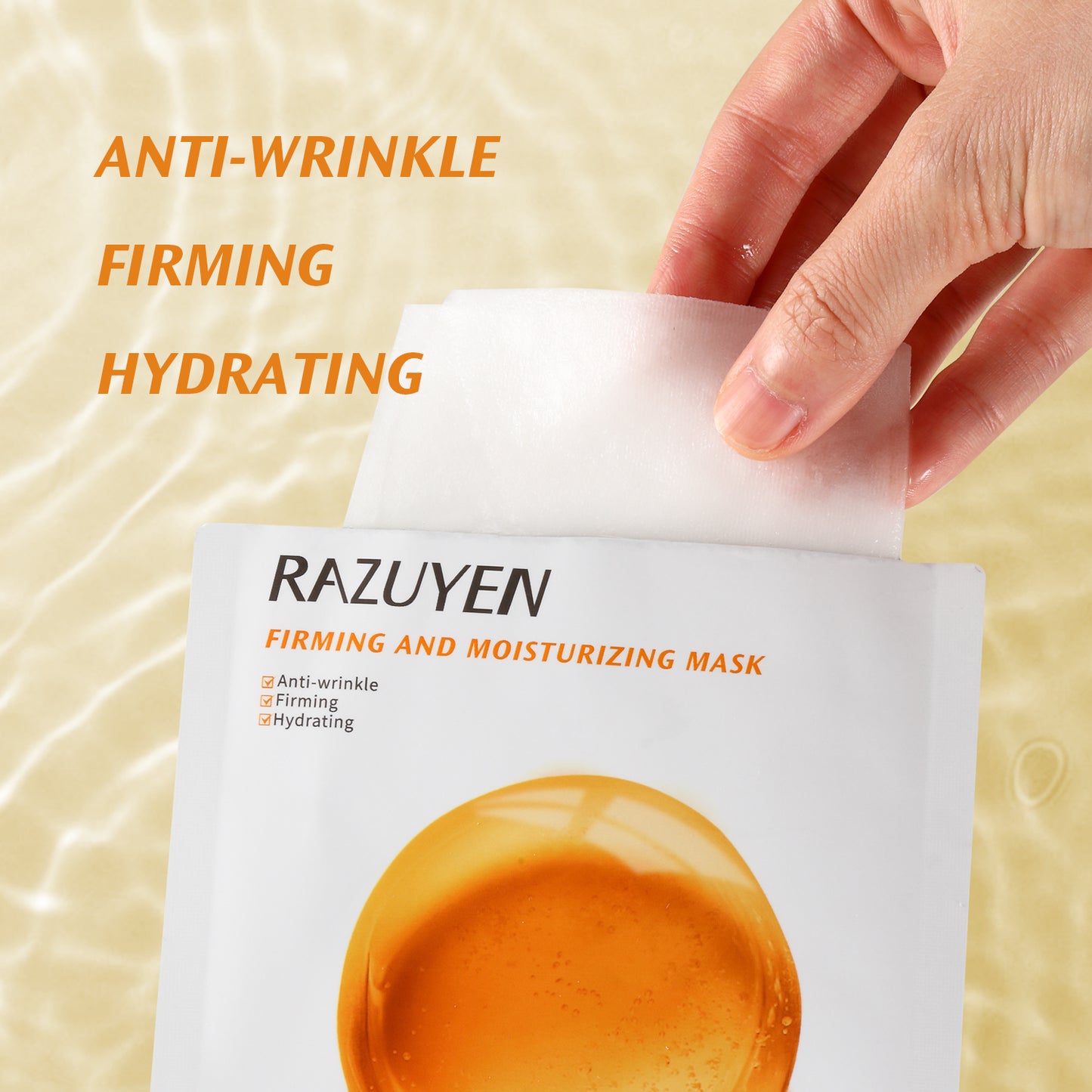 RAZUYEN Firming & Hydrating Sheet Face Masks With Hyaluronic Acid And Hydrolyzed Algin, Anti-Wrinkle Essential Face Mask 10 Sheets, Face Sheet Masks Skincare