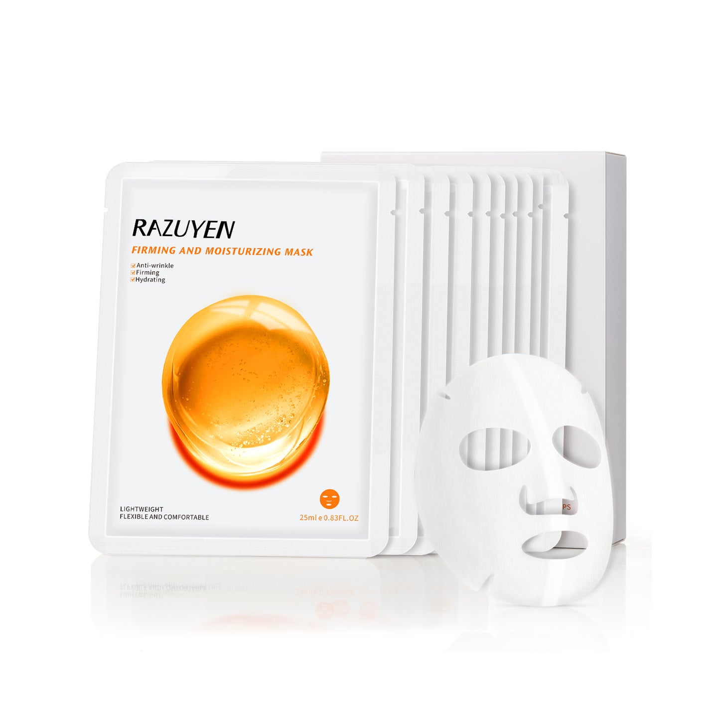 RAZUYEN Firming & Hydrating Sheet Face Masks With Hyaluronic Acid And Hydrolyzed Algin, Anti-Wrinkle Essential Face Mask 10 Sheets, Face Sheet Masks Skincare